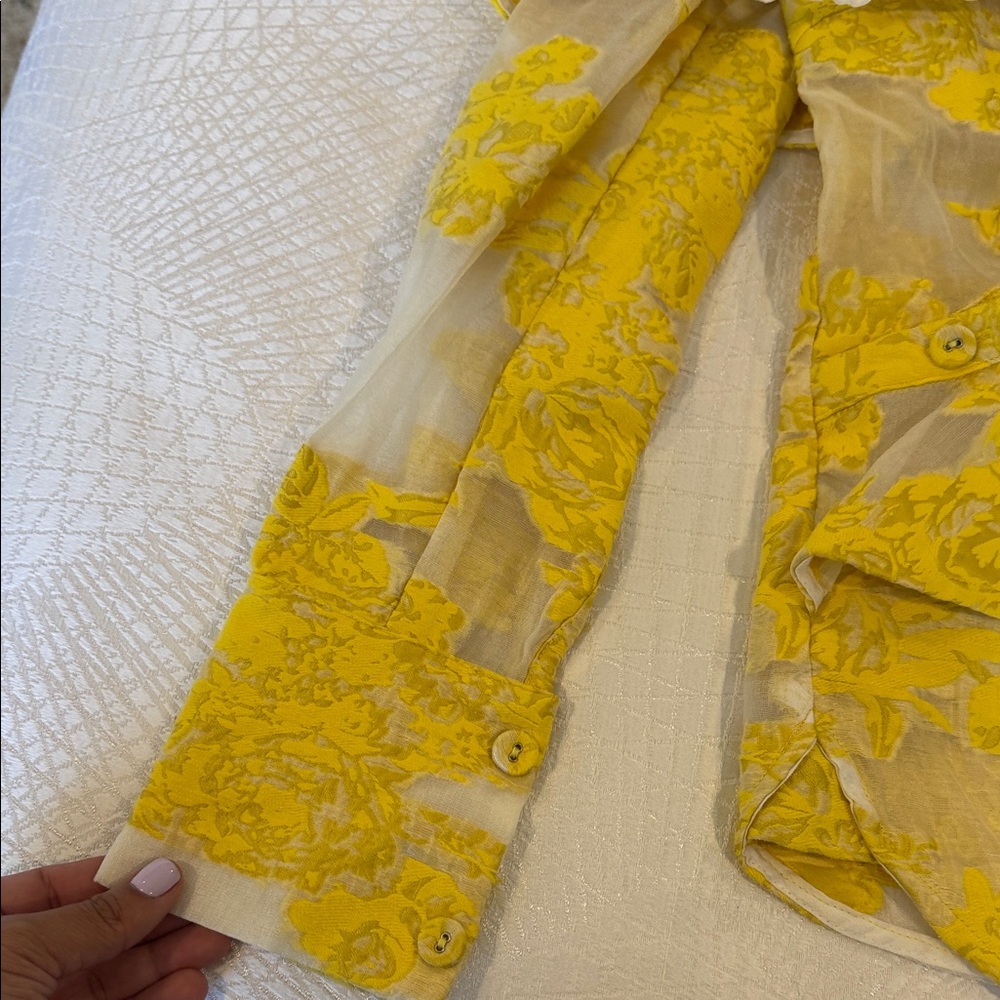 Self-Portrait Yellow Jacquard Floral Top - Picture 6 of 13